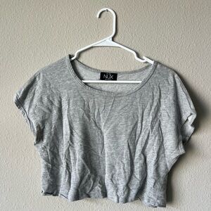 NUX Light Gray Cropped Tee - Casual Short Sleeve Top